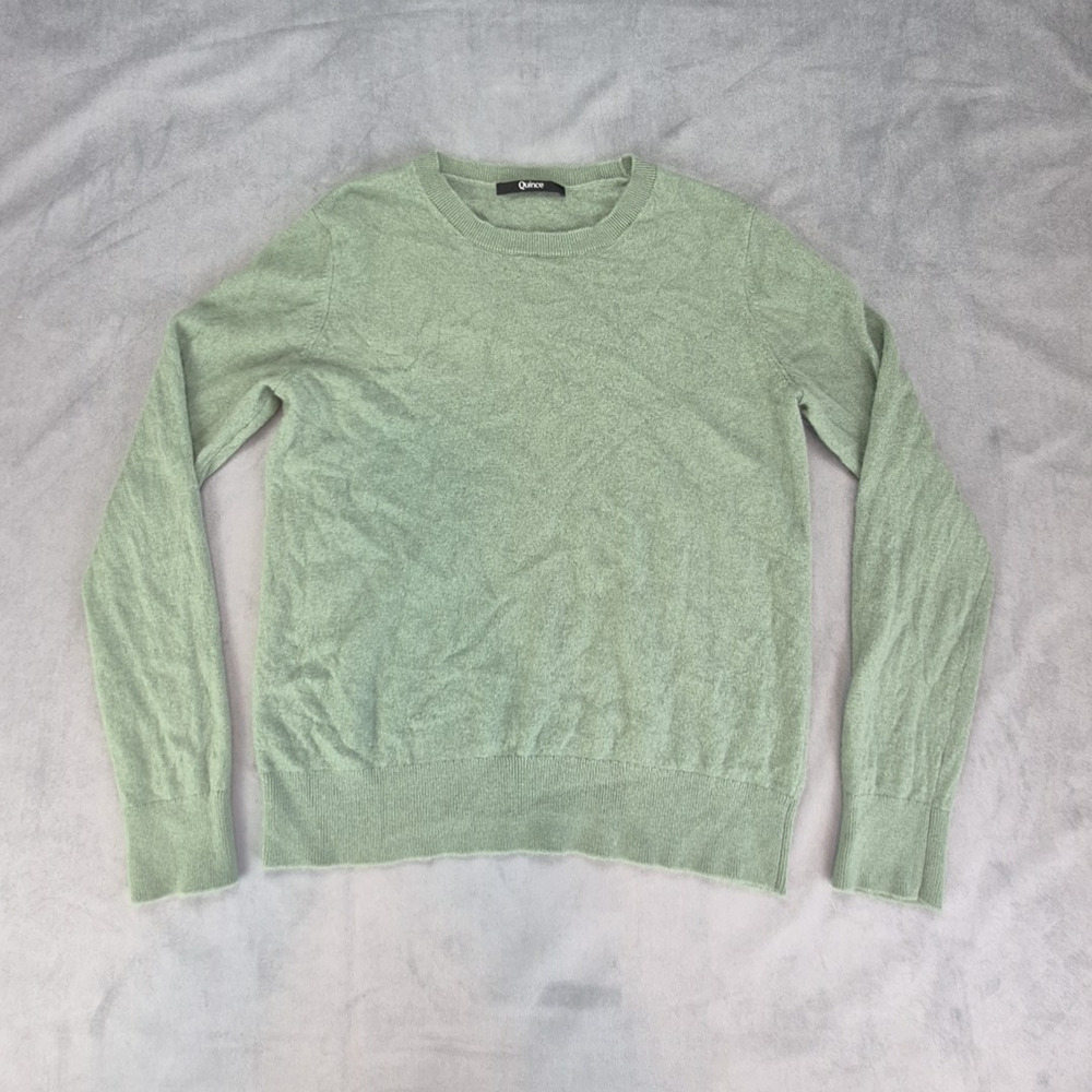 Quince Womens 100% Cashmere Crew Neck Pullover Sweater Sage Green Sz M